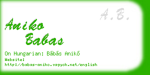aniko babas business card